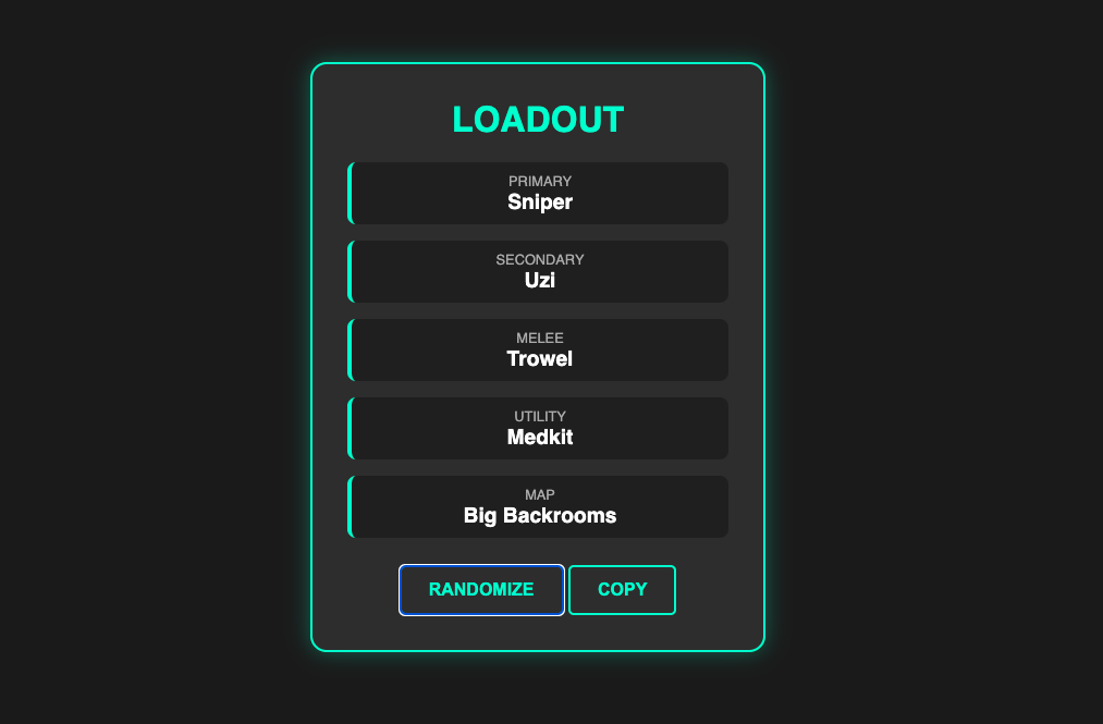 Screenshot of Roblox Loadout Randomizer